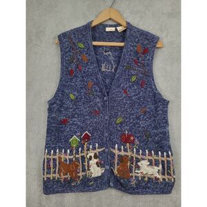 Bobbie Brooks Embroidered‎ Applique Dogs Puppies Sweater Vest  Size 18W 20W